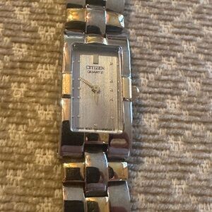 Very elegant Citizen Women's Rectangular Silver and Gold Watch running